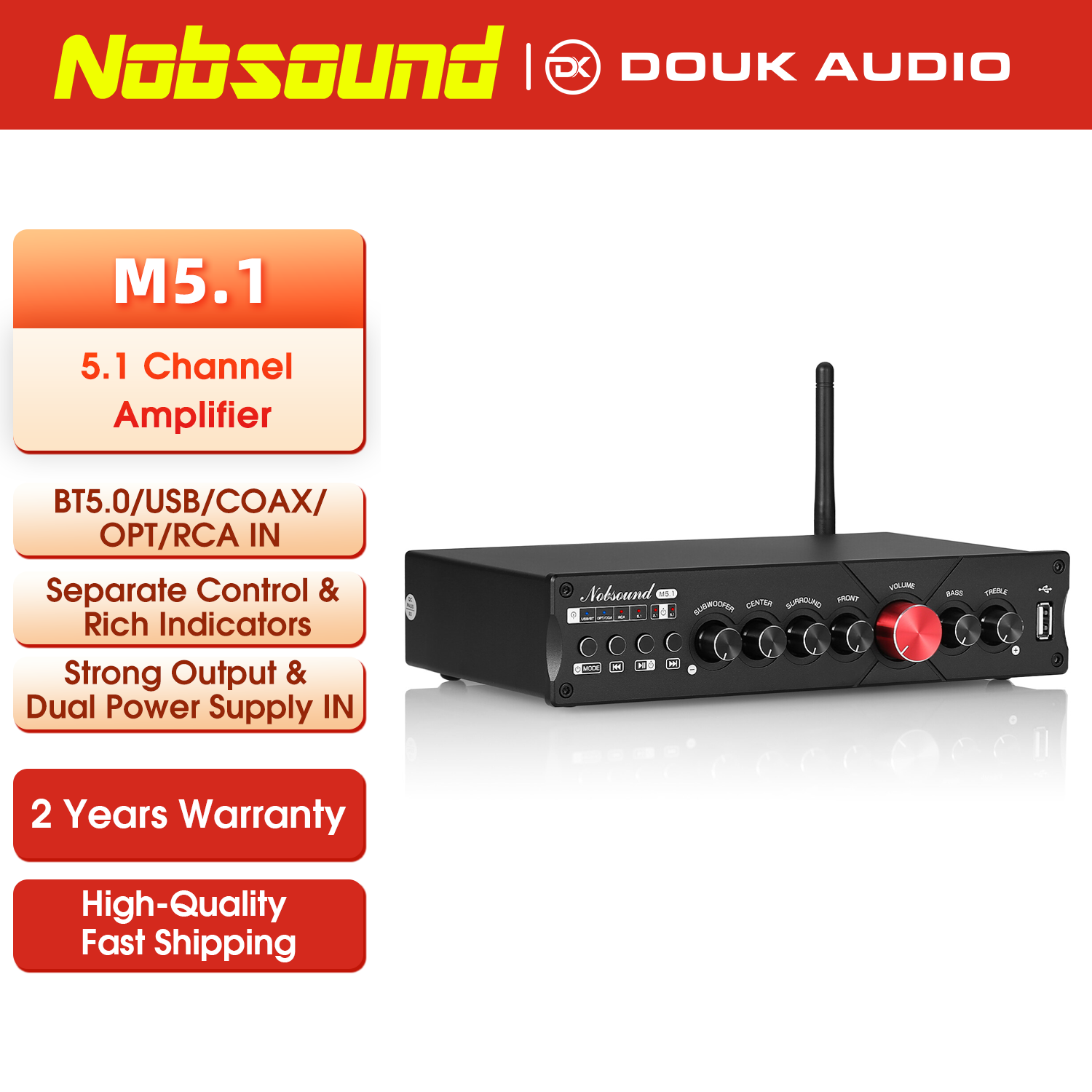 Home Cinema Samsung 5.1 - Nobsound M5.1 penerima Bluetooth Digital, penguat