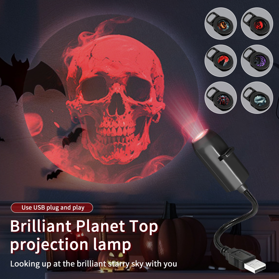 Projector Mount Ceiling - Lampu Proyektor LED Halloween Bentuk Labu