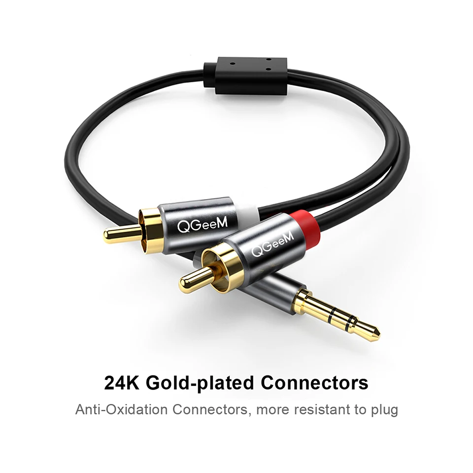 Kabel RCA QGeeM 2RCA ke 3.5mm, - Home Cinema Equipment ulasan dan harga