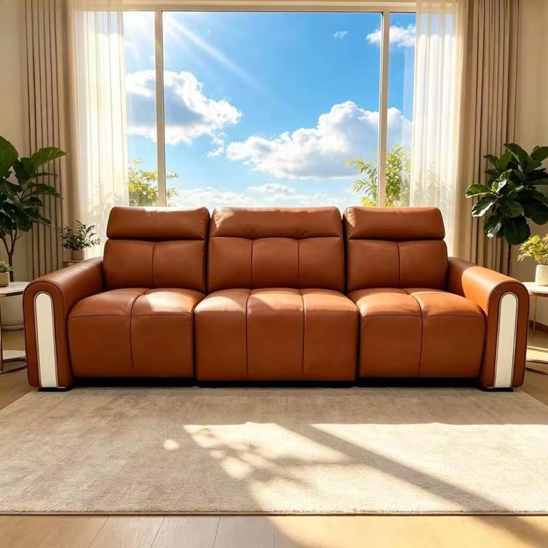 Sofa Reclining Kulit Oranye Ho - Home.Cinema Orange ulasan dan harga