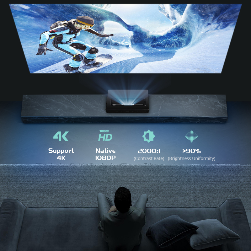 Proyektor Laser DLP UST Full H - Home Cinema Ultra Short Throw Projector ulasan dan harga